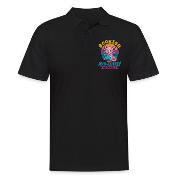Livres Axolotl Kawaii Livresques et Axo-luths - Polo Homme - noir - Devant - Kai (181cm)