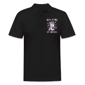 Cute Unicorn Rainbow 100 Days of School - Männer Poloshirt - Schwarz - Vorne - Kai (181cm)