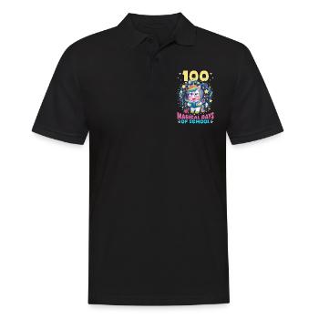Cute Unicorn Rainbow 100 Days of School - Männer Poloshirt - Schwarz - Vorne - Kai (181cm)