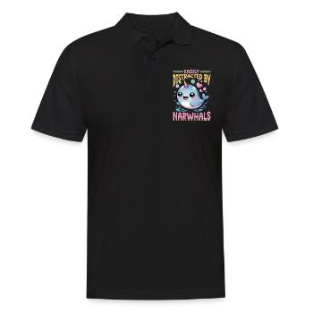 Narwhal Chibi Kawaii - Men's Polo Shirt - black - Front - Kai (181cm)