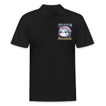 Narwhal Chibi Kawaii - Men's Polo Shirt - black - Front - Kai (181cm)