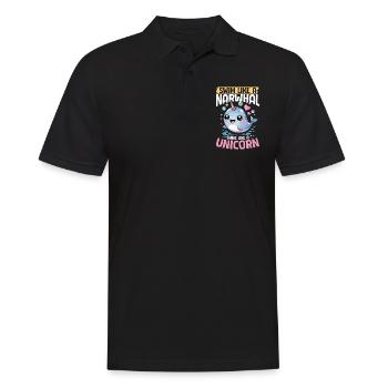 Narwhal Chibi Kawaii - Men's Polo Shirt - black - Front - Kai (181cm)