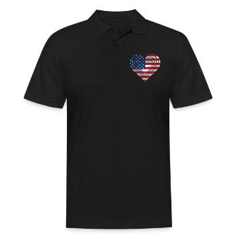 USA heart love America - Männer Poloshirt - Schwarz - Vorne - Kai (181cm)