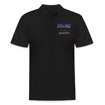 Tauchen Spruch Diving is my Therapy - Männer Poloshirt - Schwarz - Vorne - Kai (181cm)
