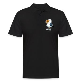 Mouette Drôle Avec Frites Et Baskets - Polo Homme - noir - Devant - Kai (181cm)