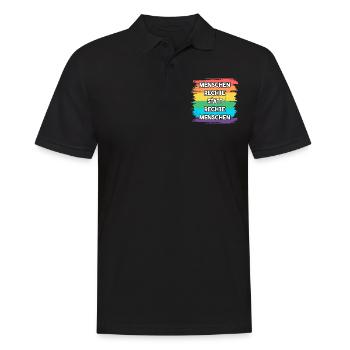 Menschenrechte statt rechte Menschen LGBT Vielfalt - Männer Poloshirt - Schwarz - Vorne - Kai (181cm)