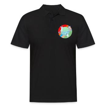 Shark astronaut universe planet rocket spaceship - Men's Polo Shirt - black - Front - Kai (181cm)
