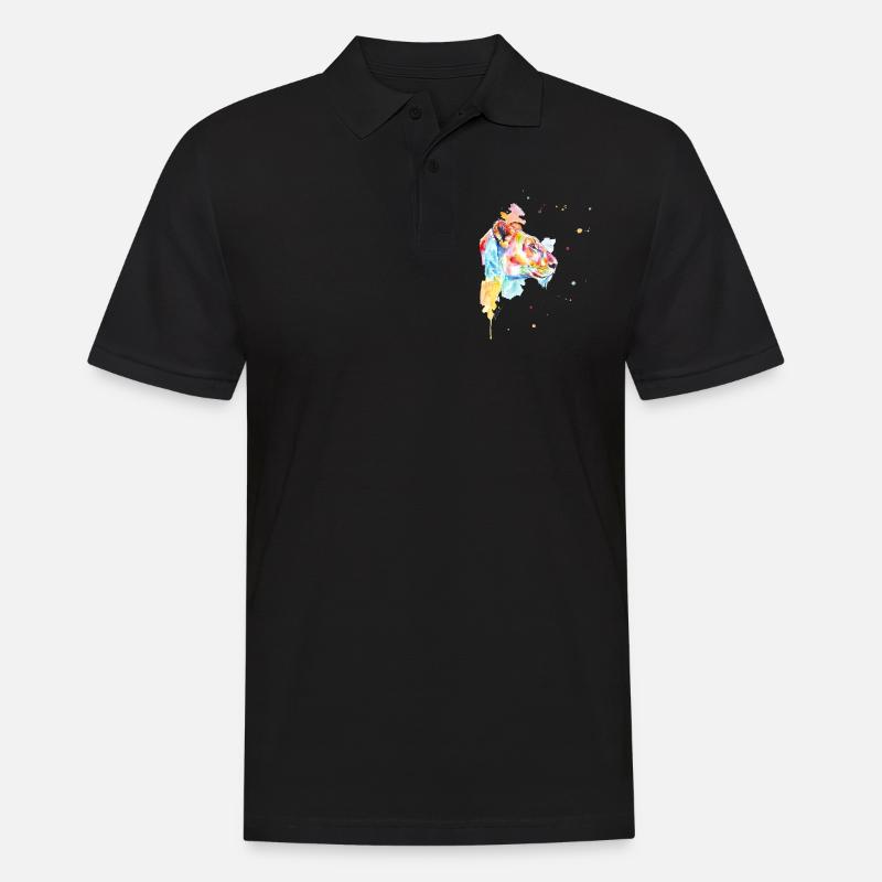 Bunte Aquarell Löwenmama - Männer Poloshirt - Schwarz