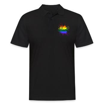 LGBTQ, Regenbogen, Pride, CSD - Männer Poloshirt - Schwarz - Vorne - Kai (181cm)