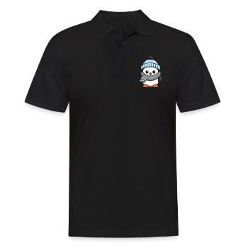 Penguin Winter Comic Cute - Men's Polo Shirt - black - Front - Kai (181cm)