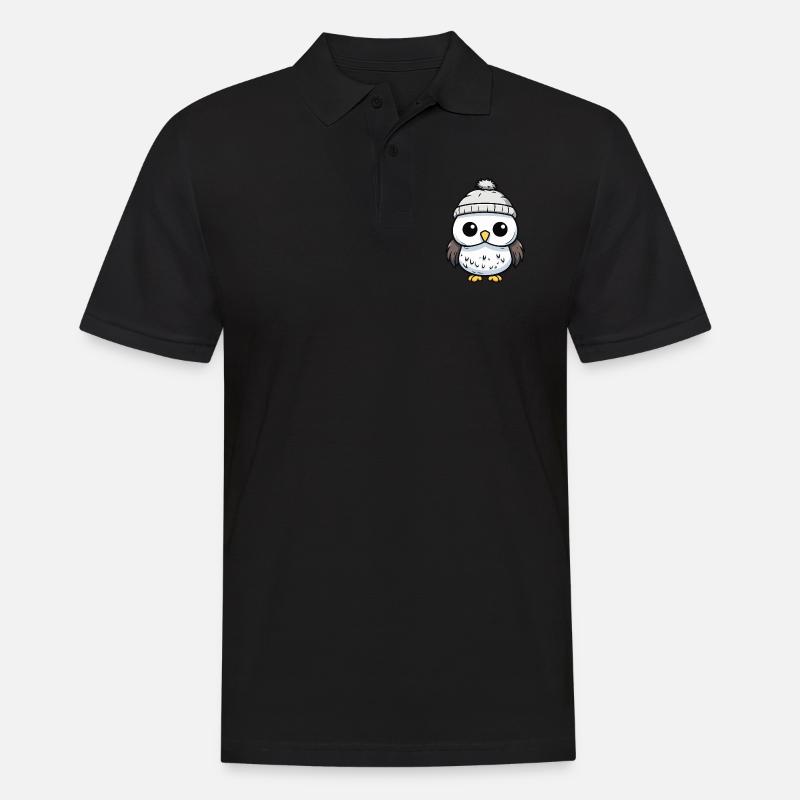 Eule Winter Comic Niedlich - Männer Poloshirt - Schwarz