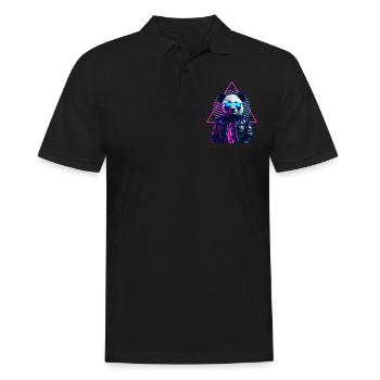 Retro Panda 80s Lederjacke Neonfarben - Männer Poloshirt - Schwarz - Vorne - Kai (181cm)