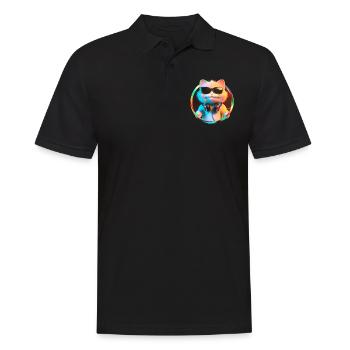Katze Brille Turntable DJ Disco Club Kopfhörer - Männer Poloshirt - Schwarz - Vorne - Kai (181cm)