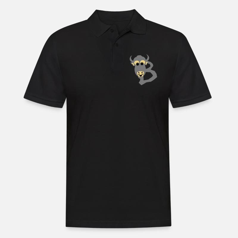 Bison Buchstabe b Zeichnung 511 - Männer Poloshirt - Schwarz