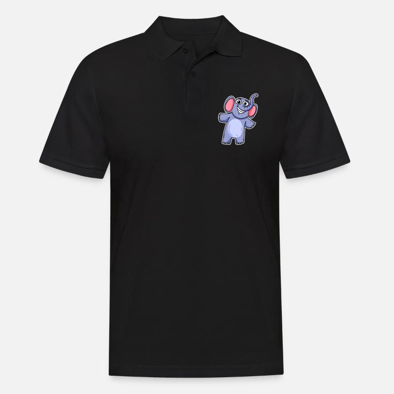 Mignon petit éléphant - Polo Homme - noir