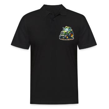 Traktor - Männer Poloshirt - Schwarz - Vorne - Kai (181cm)