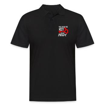 Tu détiens la clé de mon coeur amour romance cupidon - Polo Homme - noir - Devant - Kai (181cm)