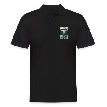 Retro Vintage 1983 37. Geburtstag Schallplatte Vinyl - Männer Poloshirt - Schwarz - Vorne - Kai (181cm)