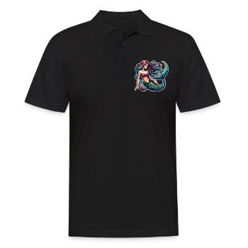 Meerjungfrau - Männer Poloshirt - Schwarz - Vorne - Kai (181cm)