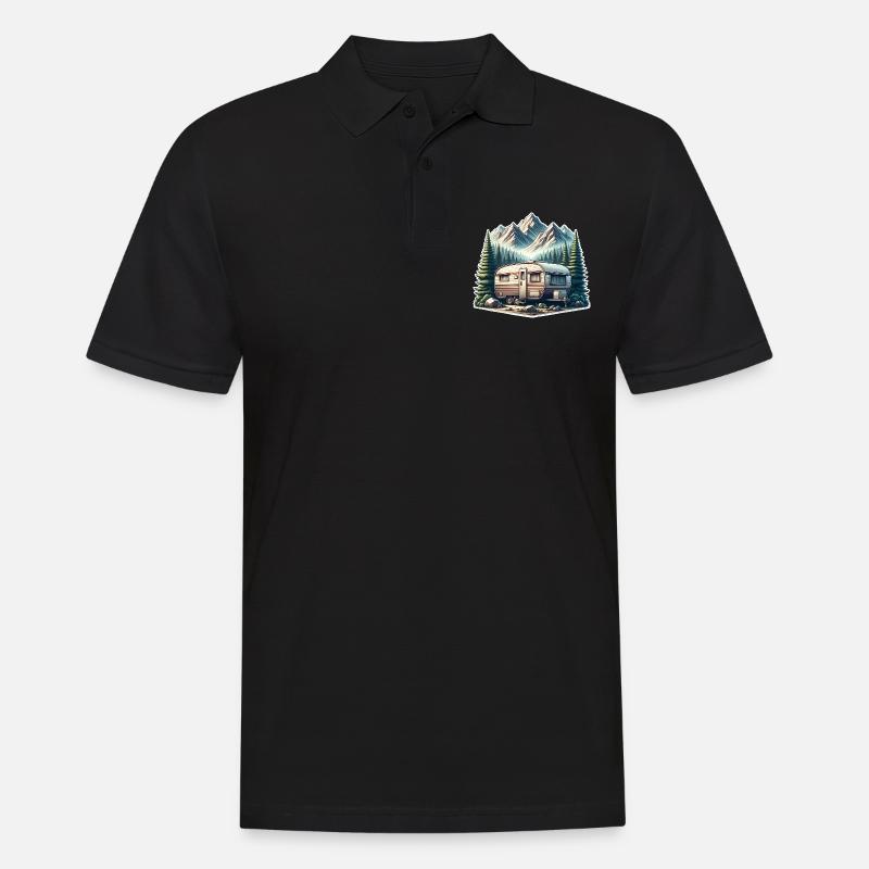 Camping Wohnwagen - Männer Poloshirt - Schwarz