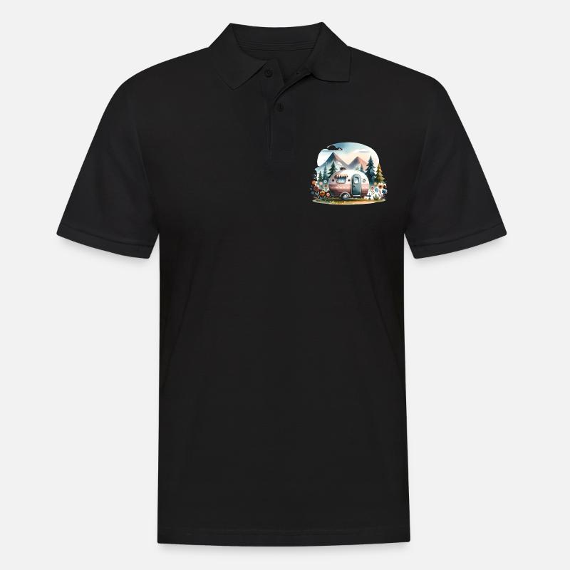 Camping Wohnwagen - Männer Poloshirt - Schwarz