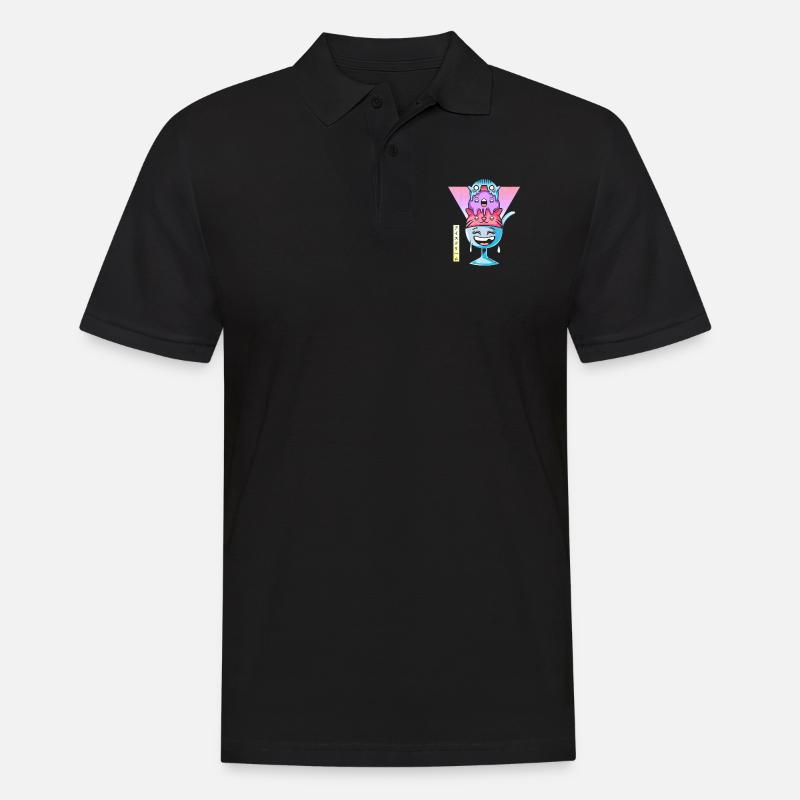Kawaii Eis - Männer Poloshirt - Schwarz