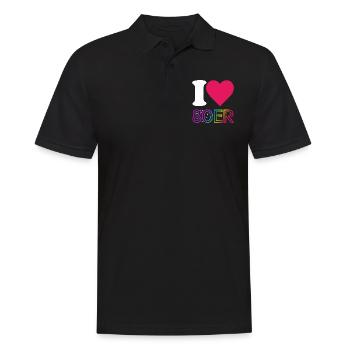 I Love 80er Jahre - bunter Regenbogen - Kostüm - Männer Poloshirt - Schwarz - Vorne - Kai (181cm)