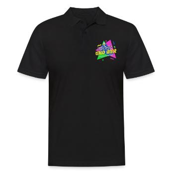 Schlager und Bier darum bin ich hier - 80er Jahre - Männer Poloshirt - Schwarz - Vorne - Kai (181cm)