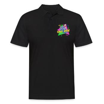 80er und Bier darum bin ich hier - 80er Jahre - Männer Poloshirt - Schwarz - Vorne - Kai (181cm)