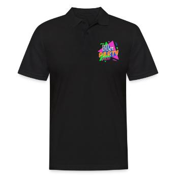 80er Party Crew - 80er Jahre - bunt + verrückt - Männer Poloshirt - Schwarz - Vorne - Kai (181cm)