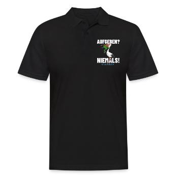 Frosch und Storch - Aufgeben? Niemals! - Männer Poloshirt - Schwarz - Vorne - Kai (181cm)