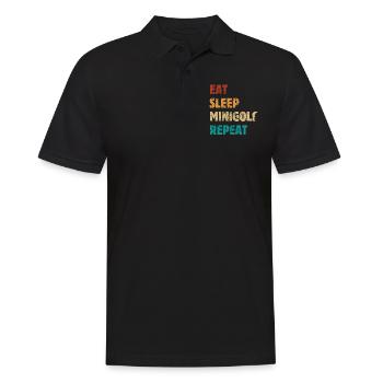 Eat Sleep Minigolf Repeat - Spruch - Männer Poloshirt - Schwarz - Vorne - Kai (181cm)
