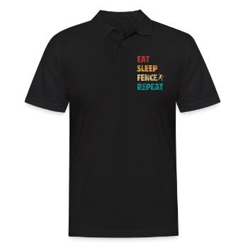 Eat Sleep Fence Repeat - Fencer Saying - Men's Polo Shirt - black - Front - Kai (181cm)