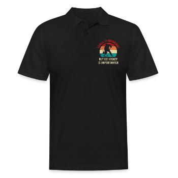 School is important but hockey is importanter - Männer Poloshirt - Schwarz - Vorne - Kai (181cm)