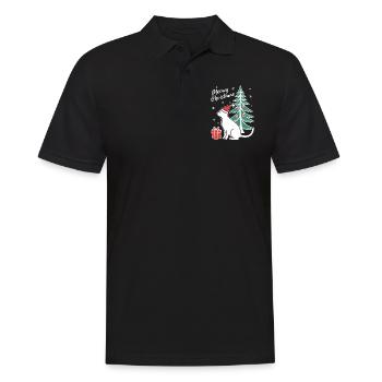 Meowy Christmas - Geschenk mit Katze - Männer Poloshirt - Schwarz - Vorne - Kai (181cm)