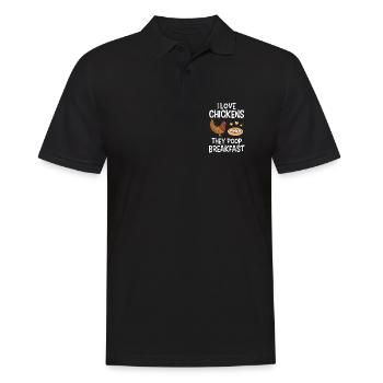 Huhn Hühner - Männer Poloshirt - Schwarz - Vorne - Kai (181cm)