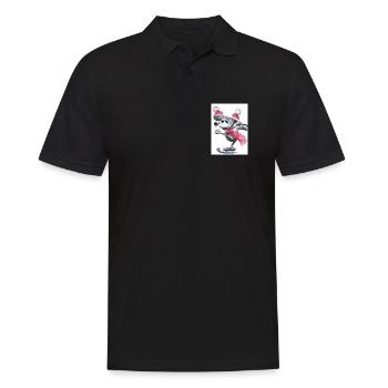 Festliche Maus mit Weihnachtsmütze - Männer Poloshirt - Schwarz - Vorne - Kai (181cm)