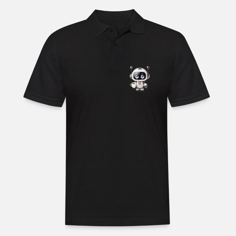 Roboter Kaffee - Männer Poloshirt - Schwarz
