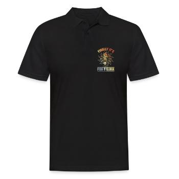 Finally It's Fish Clock - Men's Polo Shirt - black - Front - Kai (181cm)