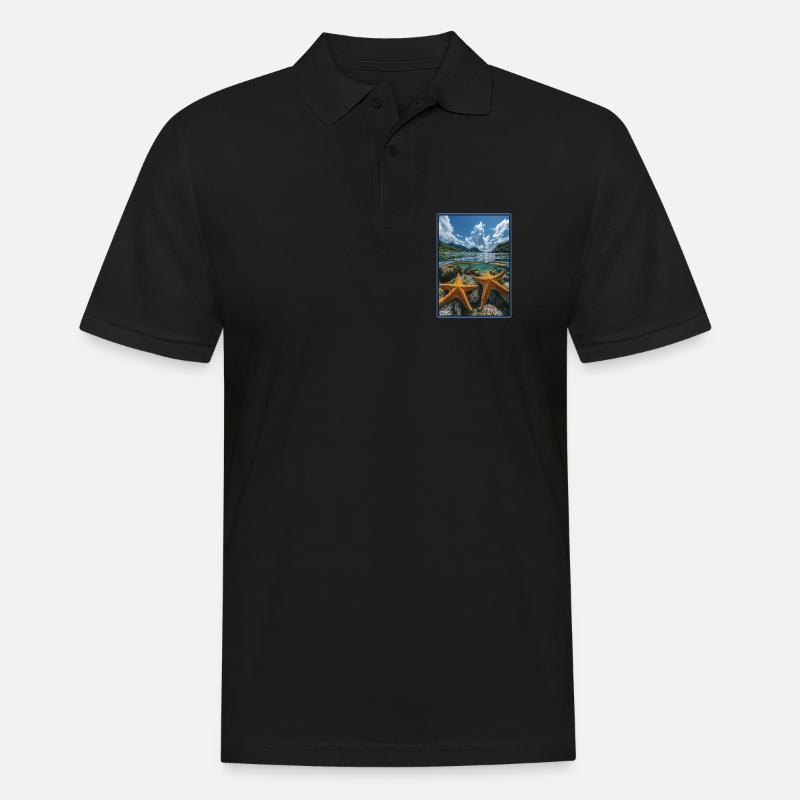 Seesterne Seestern - Männer Poloshirt - Schwarz