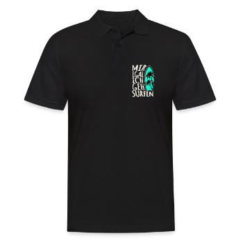 Mir Egal Ich Geh Surfen - Männer Poloshirt - Schwarz - Vorne - Kai (181cm)