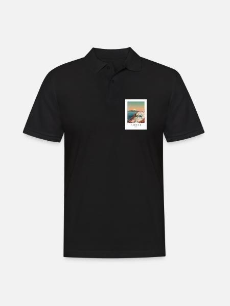Santorini Sunset Coastal View - Men's Polo Shirt - black