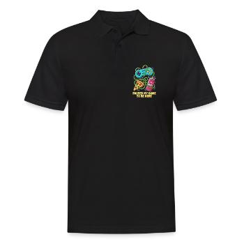 Ich habe mein Spiel für dich pausiert - Männer Poloshirt - Schwarz - Vorne - Kai (181cm)