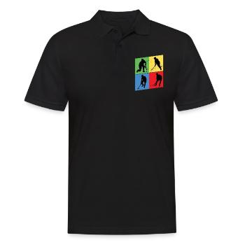 Hockey Field Hockey Player Sports Fan Vintage Retro - Men's Polo Shirt - black - Front - Kai (181cm)