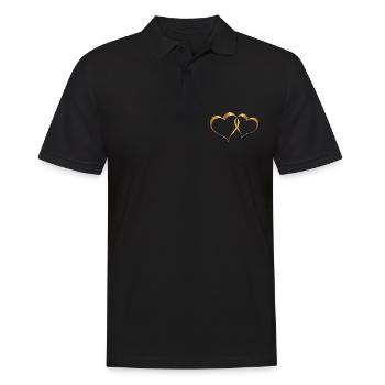 Anniversaire de mariage double coeur doré - Polo Homme - noir - Devant - Kai (181cm)