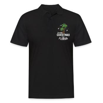 Noël en famille en Floride Palmiers Plage de Noël - Polo Homme - noir - Devant - Kai (181cm)