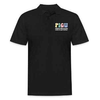 PICU Krankenschwester Retro Peds Krankenschwester Pädiatrische Intensiv - Männer Poloshirt - Schwarz - Vorne - Kai (181cm)