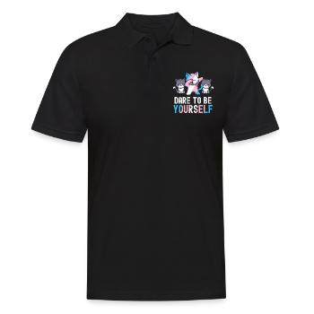 Dare To Be Yourself Transgender Pride Kawaii Cat - Men's Polo Shirt - black - Front - Kai (181cm)