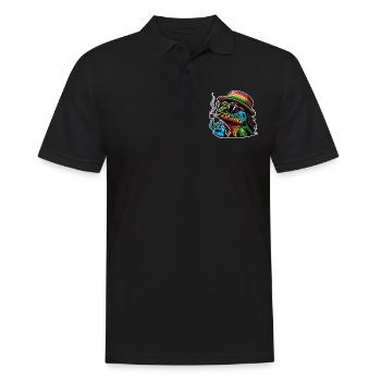 Echse Kiffen Cannabis - Männer Poloshirt - Schwarz - Vorne - Kai (181cm)