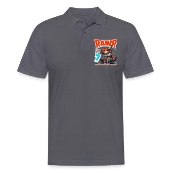 7ème anniversaire Rawr T Rex Dinosaure - Polo Homme - charbon - Devant - Nico (186cm)